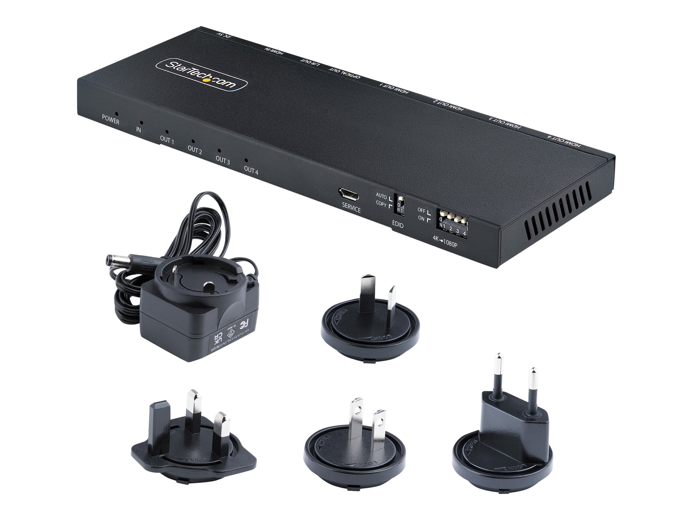StarTech 4-Port HDMI Splitter - 4K 60Hz, HDR/HDCP, integrierter Skalierer, Metallgehäuse