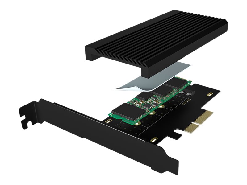 ICY BOX PCIe Erweiterungskarte mit M.2 M-Key Sockel fuer eine NVMe SSD IB-PCI208-HS Datentransferrate von bis zu 64Gbit/s