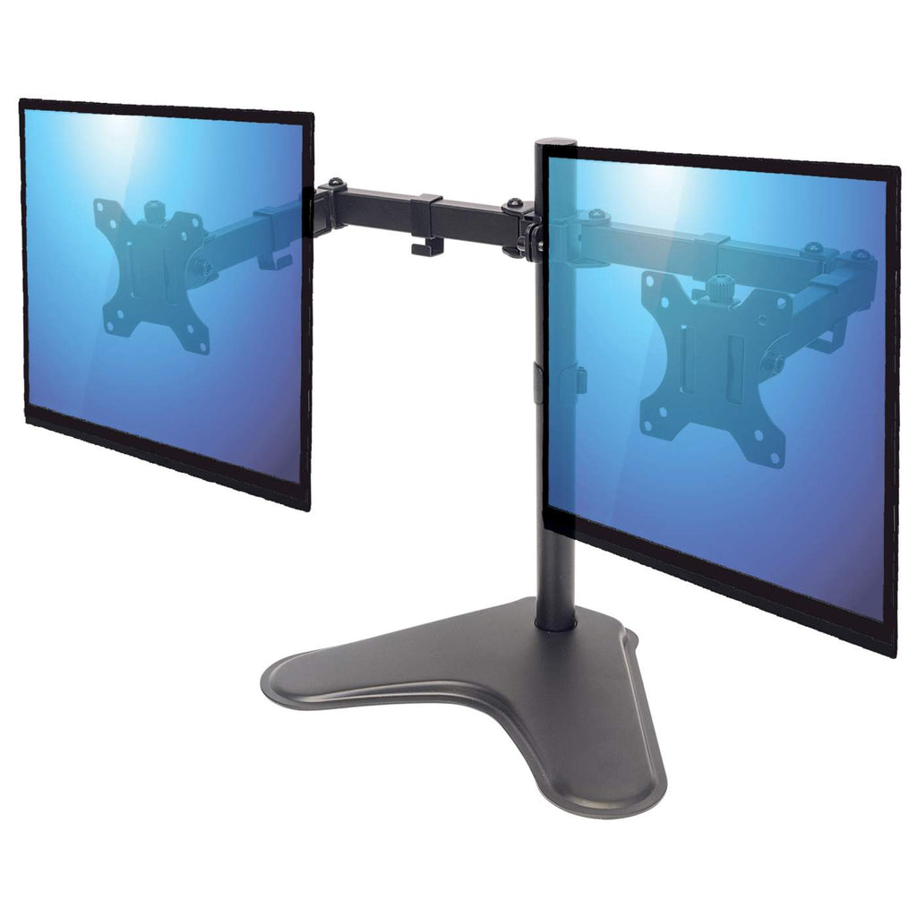 MANHATTAN Standfuss mit Monitorarm fuer 2 Monitore 33,0281,28cm 13Z bis 32Z bis zu 8kg zweifach schwenkbar schwarz