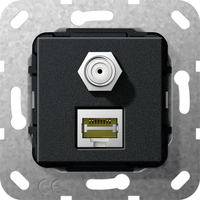 Gira Einsatz Modular Jack 569710 RJ45 Cat.6a 10GB SAT F Kup sw m Gira Einsatz Modular Jack 569710 RJ45 Cat.6a 10GB SAT F Kup sw m