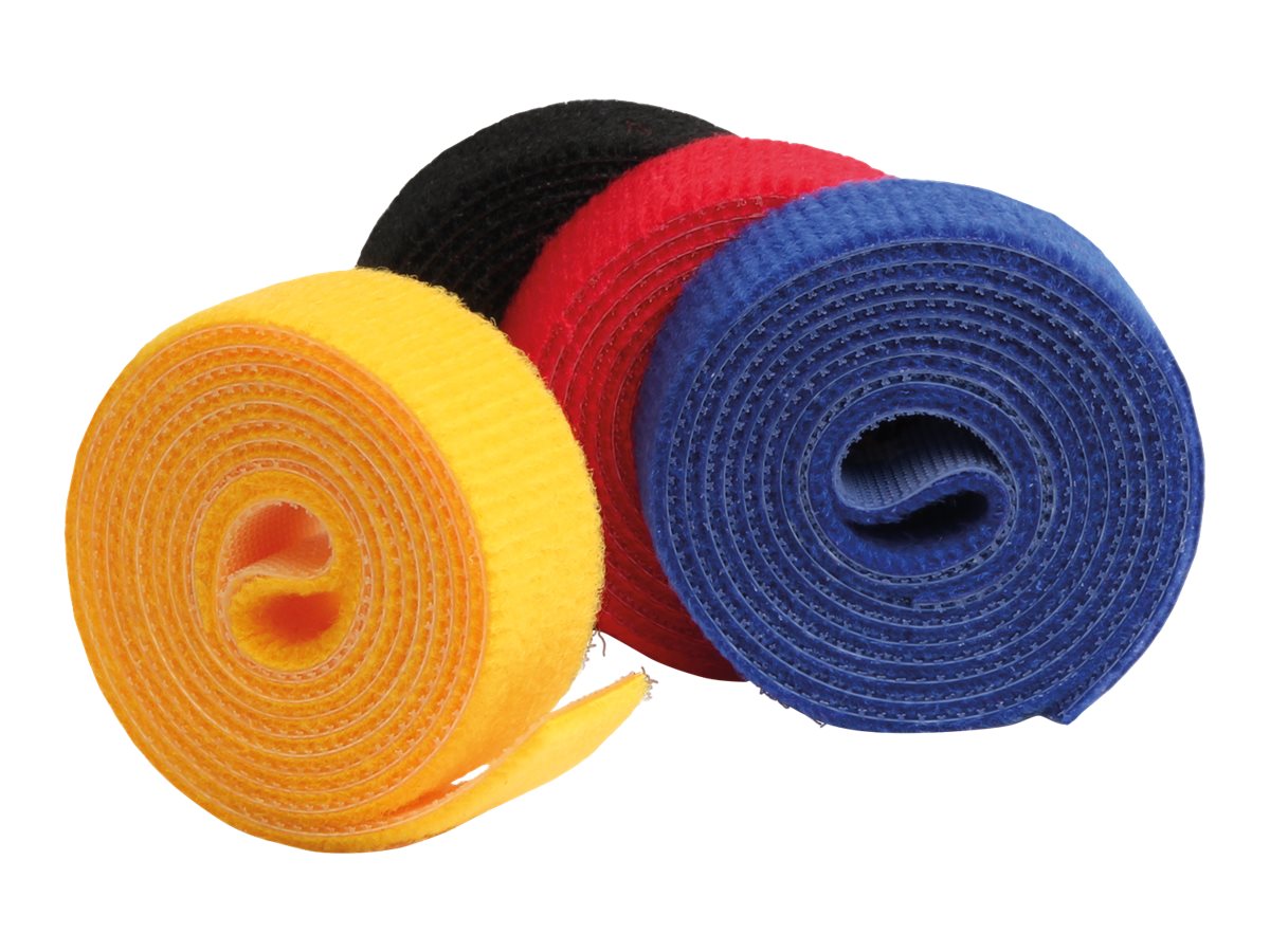 LABEL THE CABLE Klettband ROLL STRAPS farbsortiert 1,0 m x 1,6 cm, 4 St