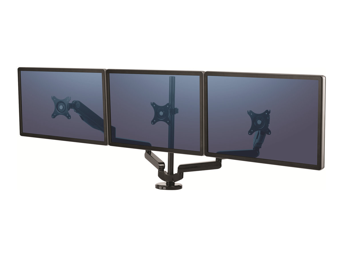 Fellowes Monitor-Halterung Platinum Series 8042601 schwarz fÃ¼r 3 Monitore, Tischklemme, Tischbohrung
