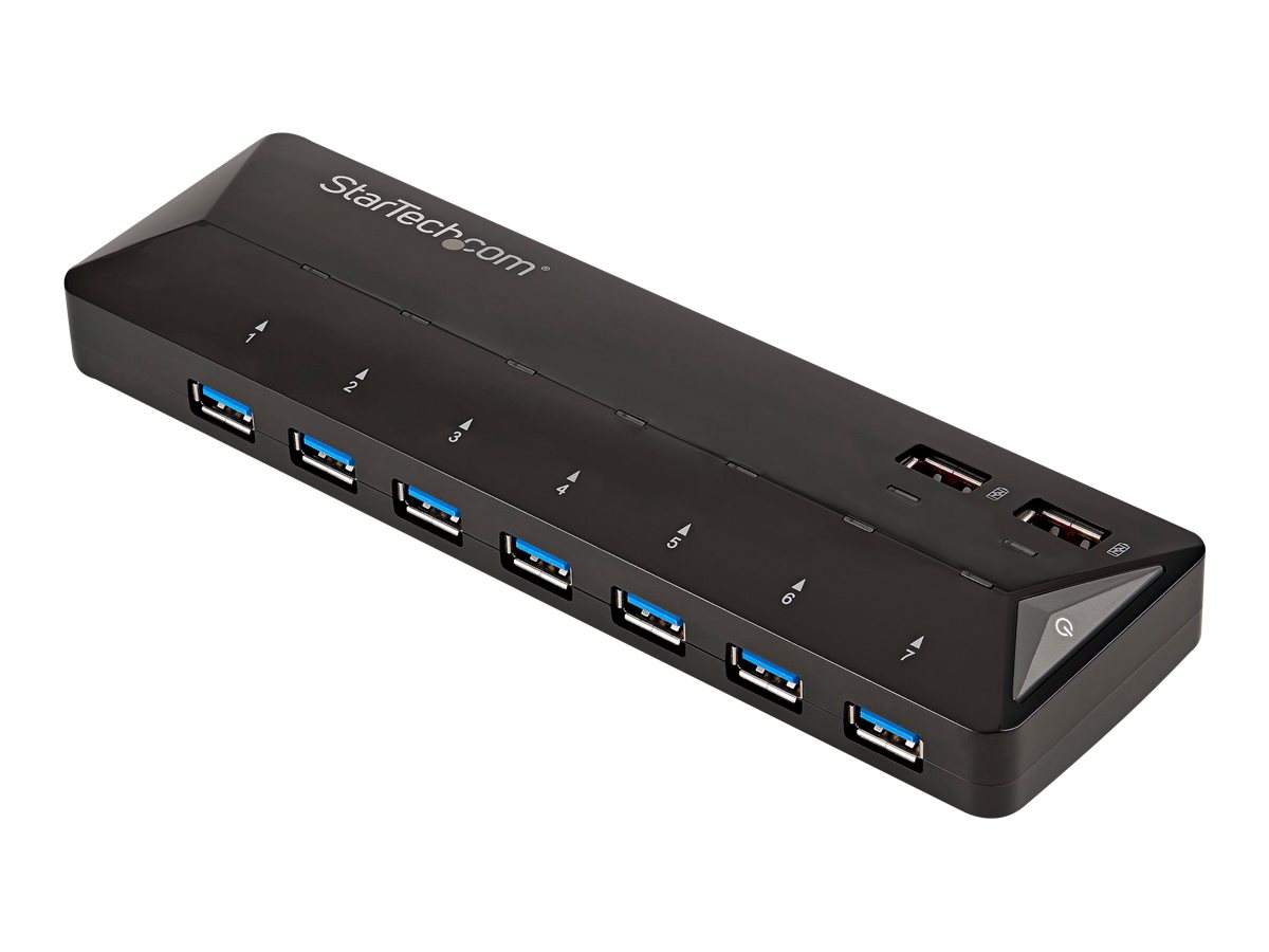 StarTech.com 7 Port USB 3.0 Hub plus dediziertem Ladeport - 2 x 2,4A Port - Desktop Hub und Schnellladestation - USB-Umschalter für die gemeinsame Nutzung von Peripheriegeräten - 7 Anschlüsse