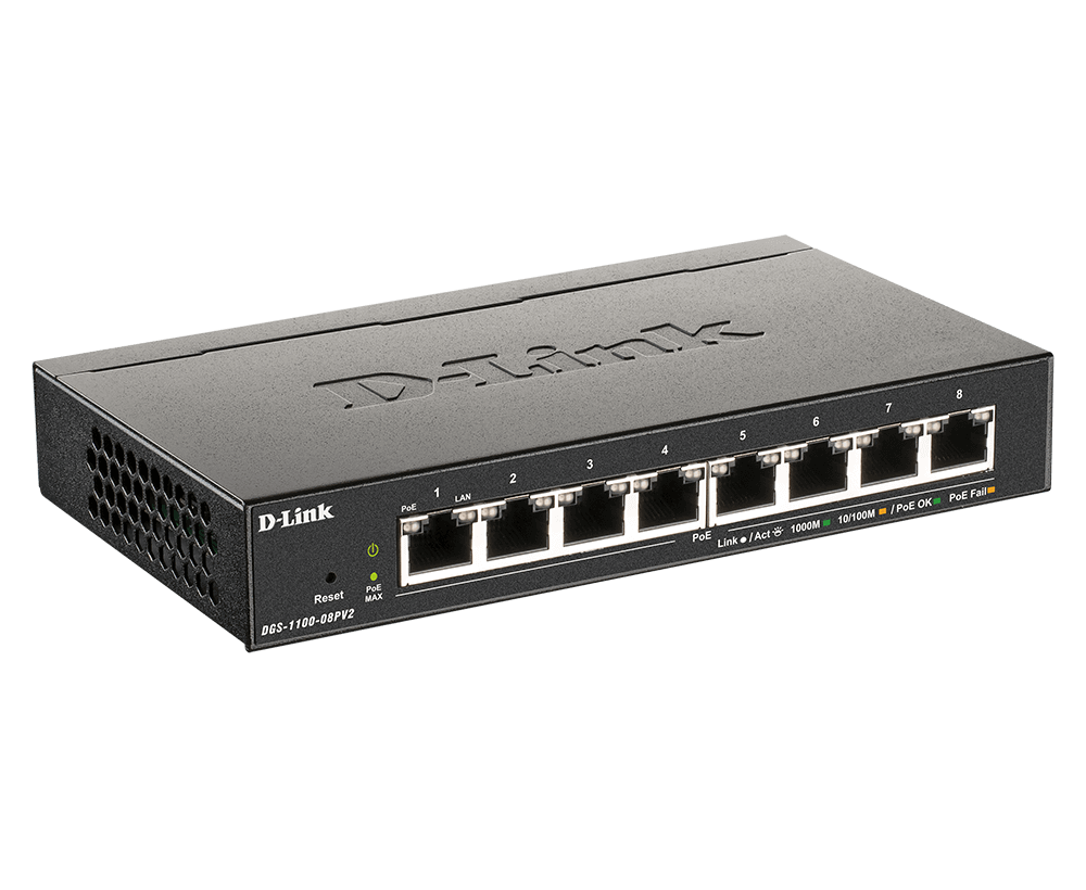 DLINK DGS110008PV2E 8Port Layer2 PoE Smart Gigabit Switch 8x 101001000Mbits ohne Lüfter