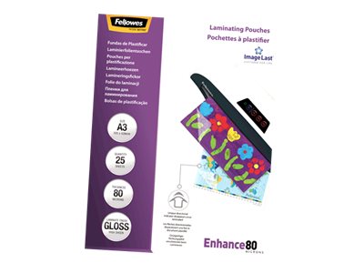 25 Fellowes Enhance80 ImageLast Laminierfolien glaenzend fuer A3 80 micron