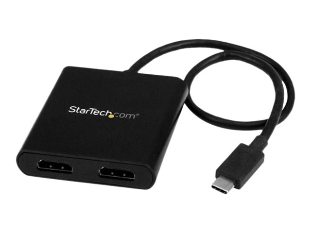 StarTech.com USB-C zu HDMI Multi-Monitor Adapter - Thunderbolt 3 kompatibel - 2 Port MST Hub - externer Videoadapter - Schwarz