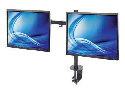 MANHATTAN Tischhalterung mit Monitorarm fuer zwei Displays von 33,02-81,28cm 13-32Zoll und bis 8kg zweifach schwenkbar schwarz