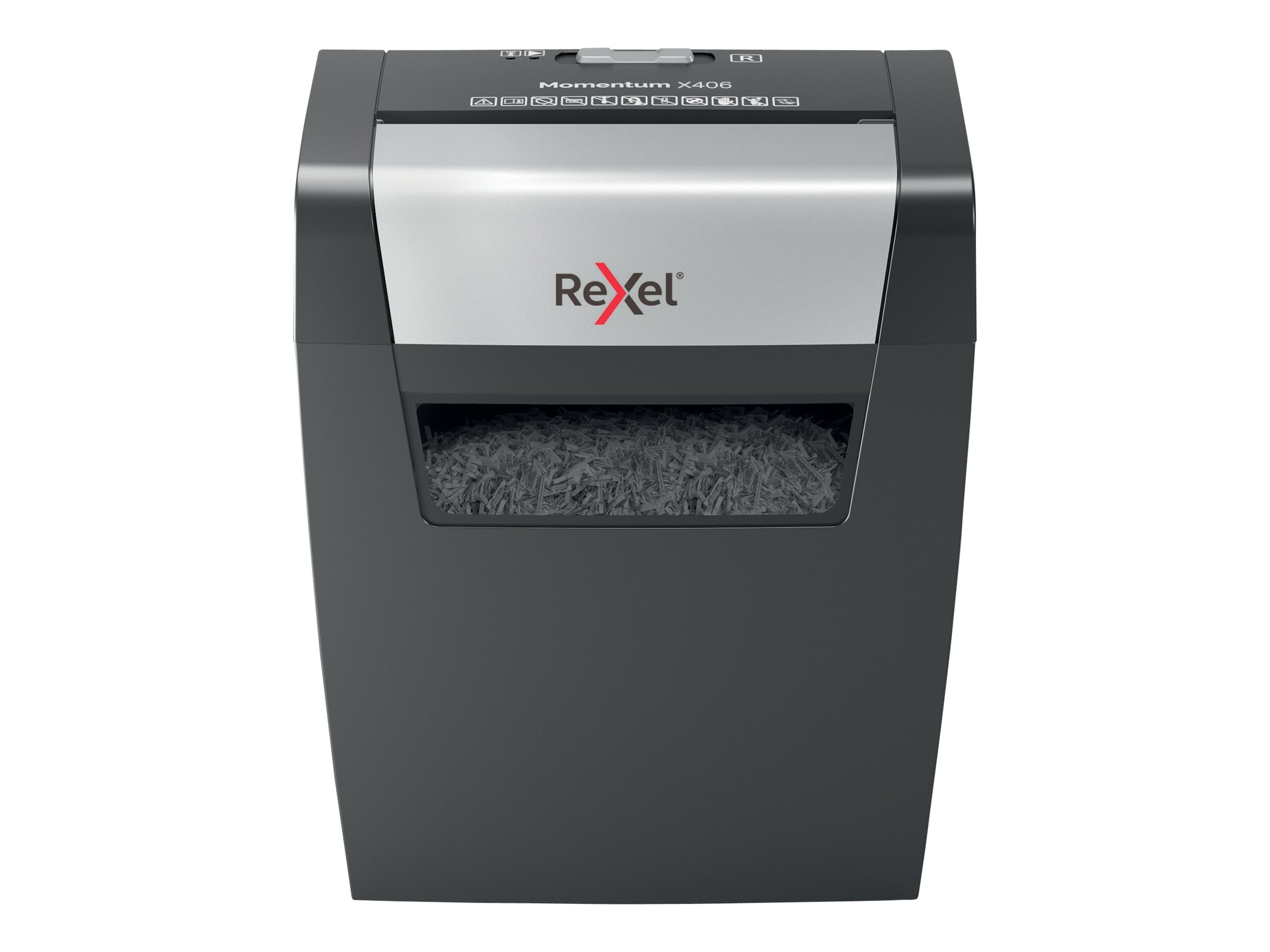 Rexel Momentum X406 Aktenvernichter mit Partikelschnitt P-4, 4 x 28 mm, bis 6 Blatt, schwarz