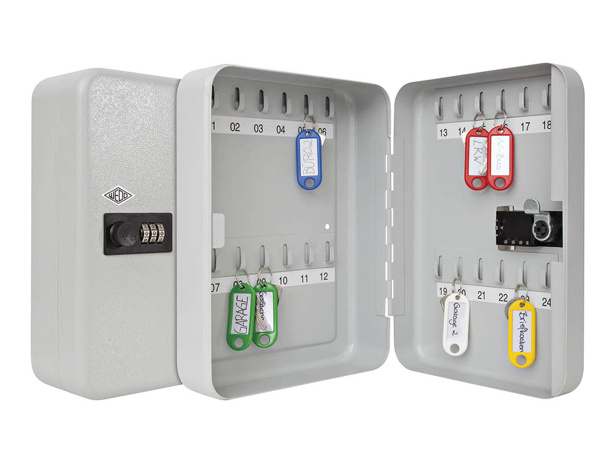 WEDO Schluesselkasten grau mit 24 Haken Zahlenschloss WEDO Schluesselkasten grau mit 24 Haken Zahlenschloss
