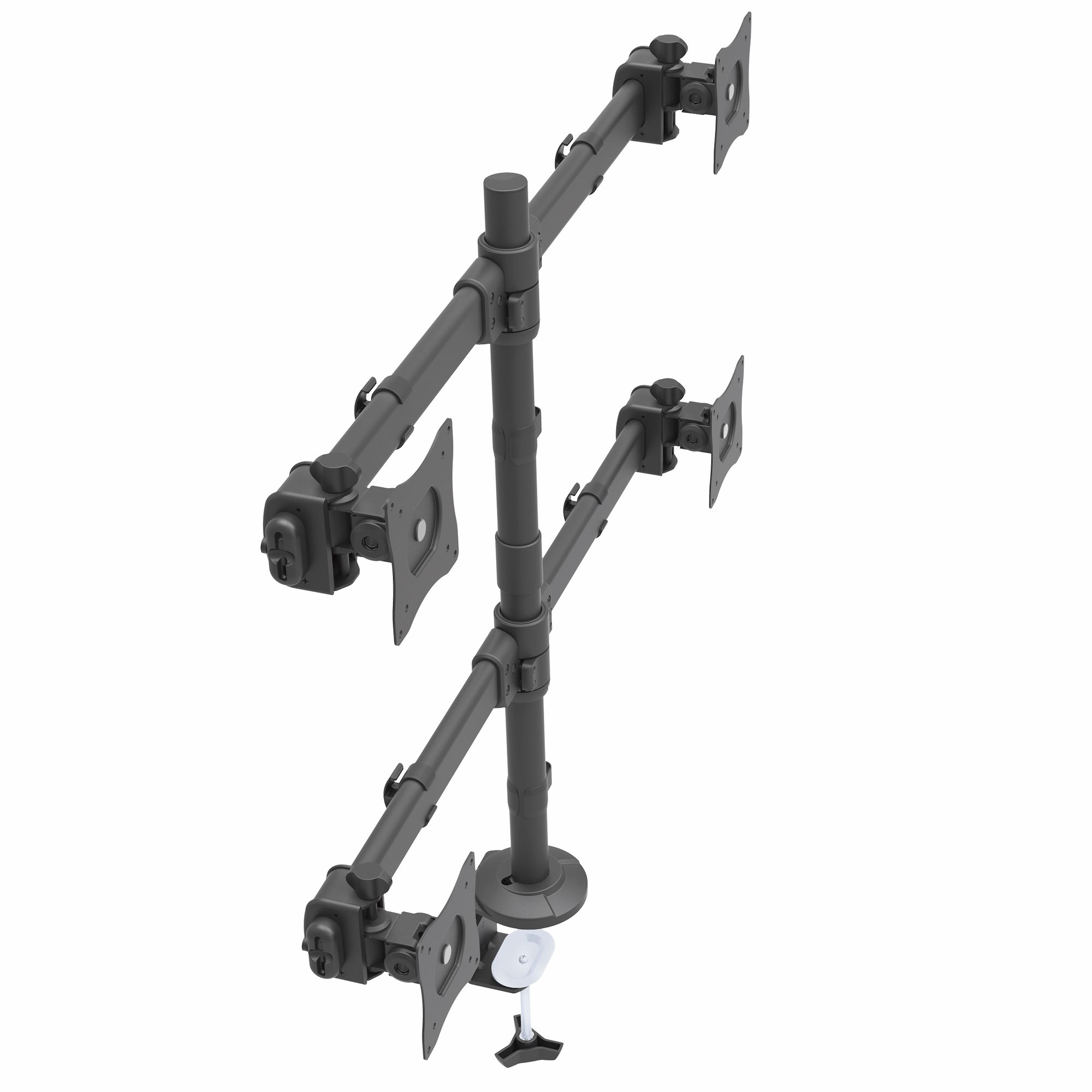 STARTECHCOM Quad Monitor Mount Articulating Clamp or Grommet Mount Monitors up to 24in VESA Mount 4 Monitor Setup