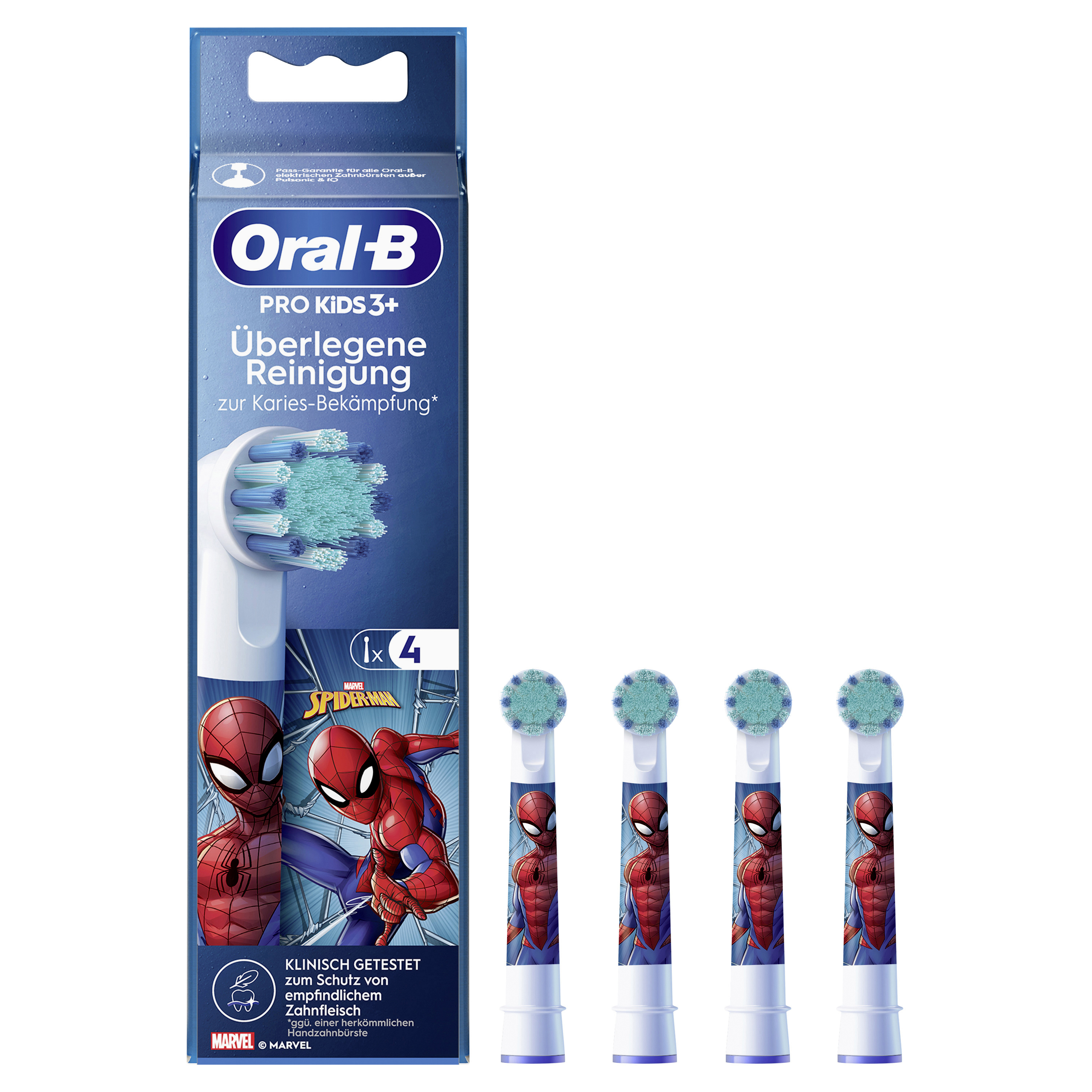 4 OralB PRO KIDS 3 SPIDERMAN Zahnbuerstenaufsaetze