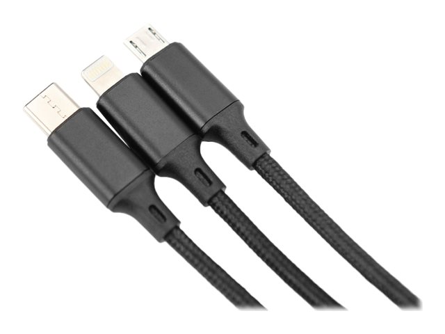 ASSMANN USB Ladekabel USB A - Lightning+micro B+Type-C 1m 3in1 cable cotton CE bl