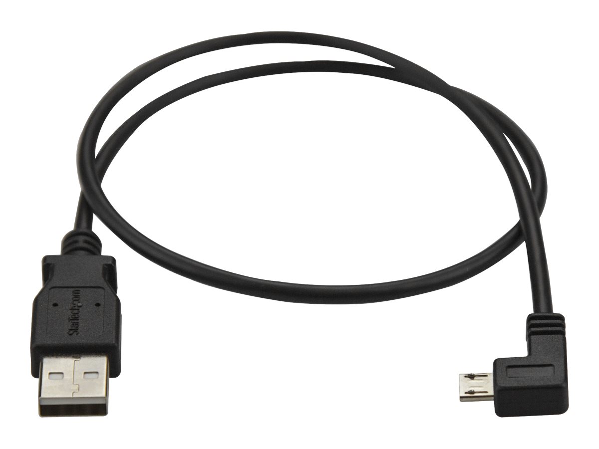 StarTech MicroUSB ChargeandSync Cable MM LeftAngle MicroUSB 24 AWG 05 m