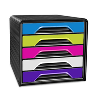 CEP Office Solution Schubladenbox Smoove weiß/bunt-transparent DIN A4 5 Schubladen