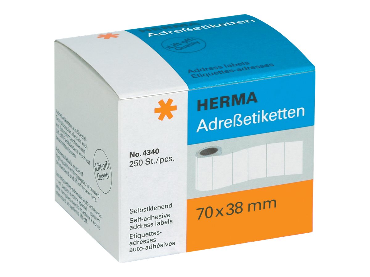 250 HERMA Adressetiketten 4340 weiss 70,0 x 38,0 mm 250 HERMA Adressetiketten 4340 weiss 70,0 x 38,0 mm