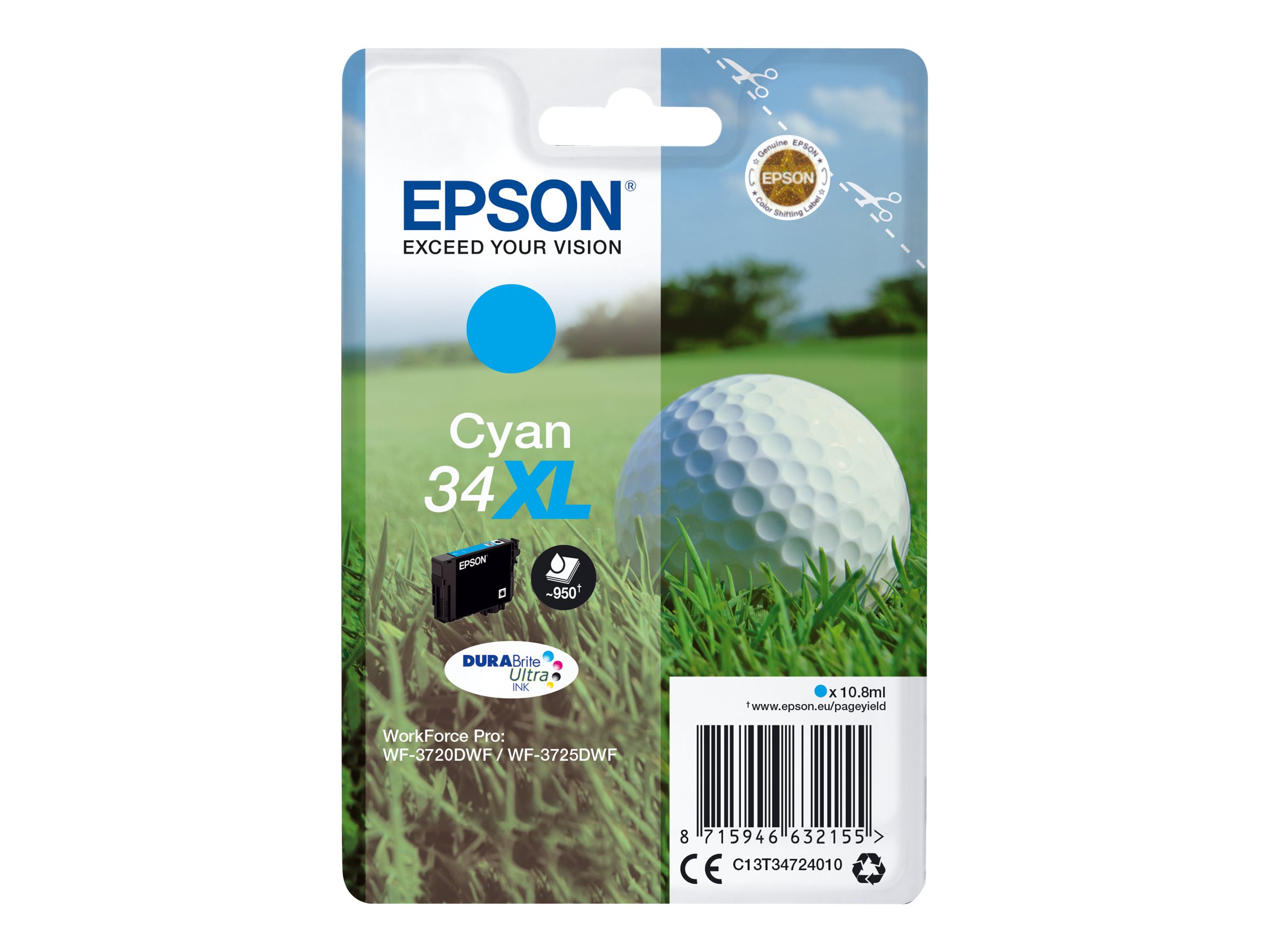 EPSON 2LB Singlepack 34XL Cyan DURABrite Ink Ultra XL EPSON 2LB Singlepack 34XL Cyan DURABrite Ink Ultra XL