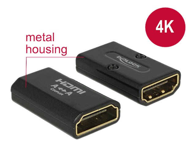 Delock Adapter HDMI-A Buchse > HDMI-A Buchse 4K Gender Changer schwarz Delock Adapter HDMI-A Buchse > HDMI-A Buchse 4K Gender Changer schwarz
