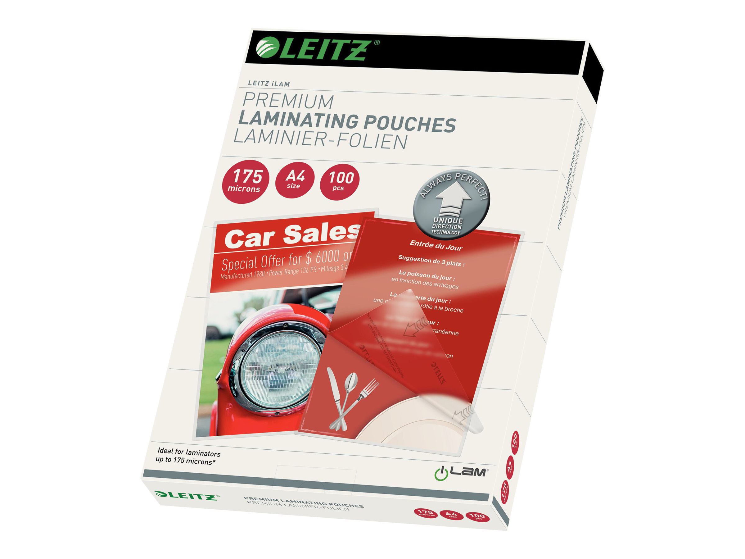 100 LEITZ UDT Laminierfolien glaenzend fuer A4 175 micron 100 LEITZ UDT Laminierfolien glaenzend fuer A4 175 micron
