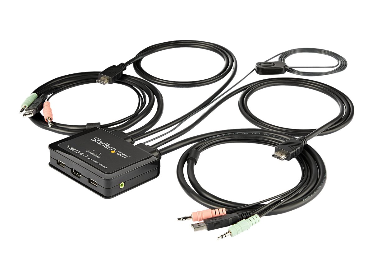 StarTech.com 2 Port HDMI KVM Switch - 4K 60Hz - Compact UHD HDMI USB KVM Switch with 4ft Cables & Audio - Bus Powered & Remote Switching (SV211HDUA4K) - KVM-/Audio-Switch - 2 Anschlüsse