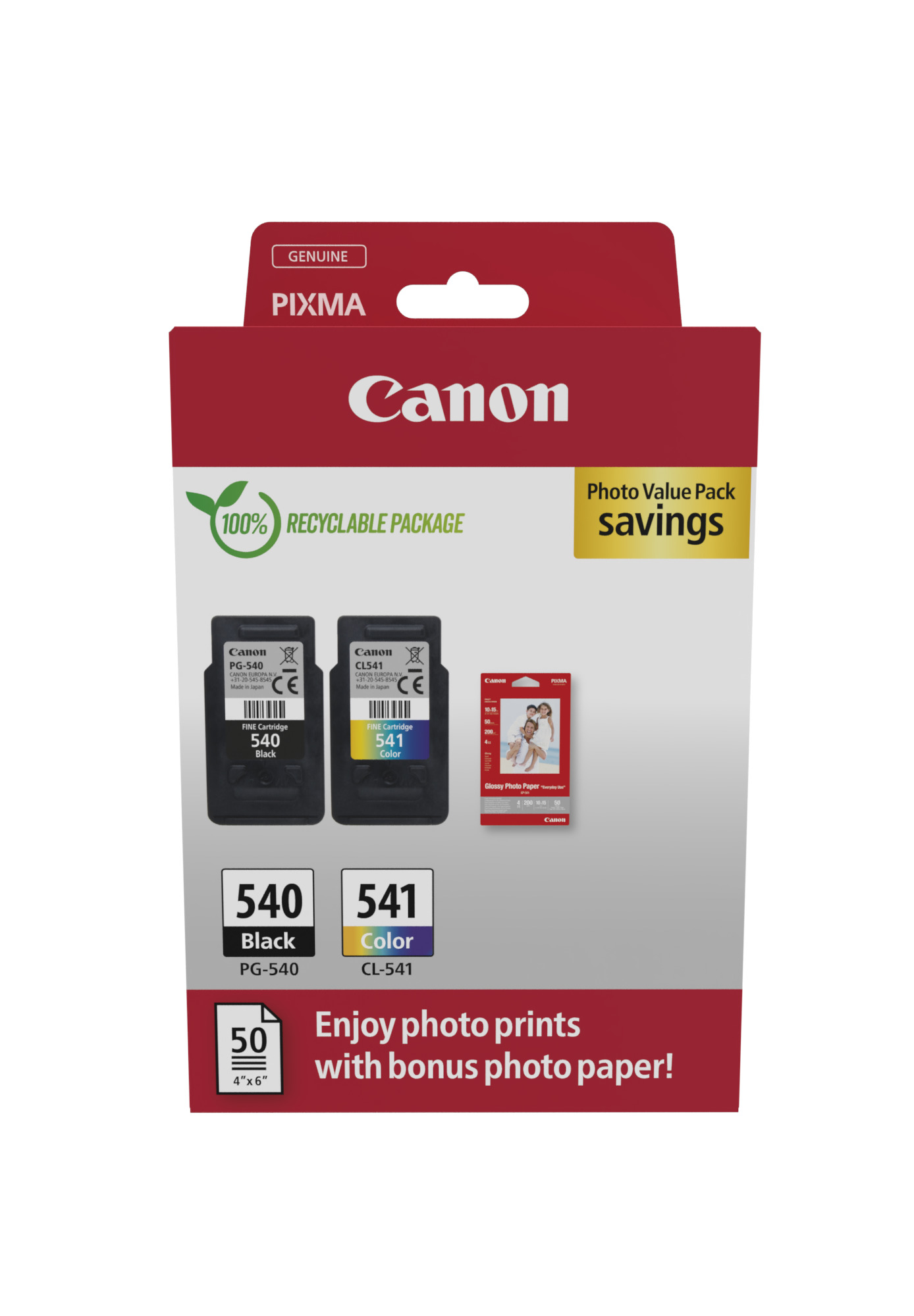 Canon PG-540 CL-541 Fotopapier Value Pack Schwarz Farbe