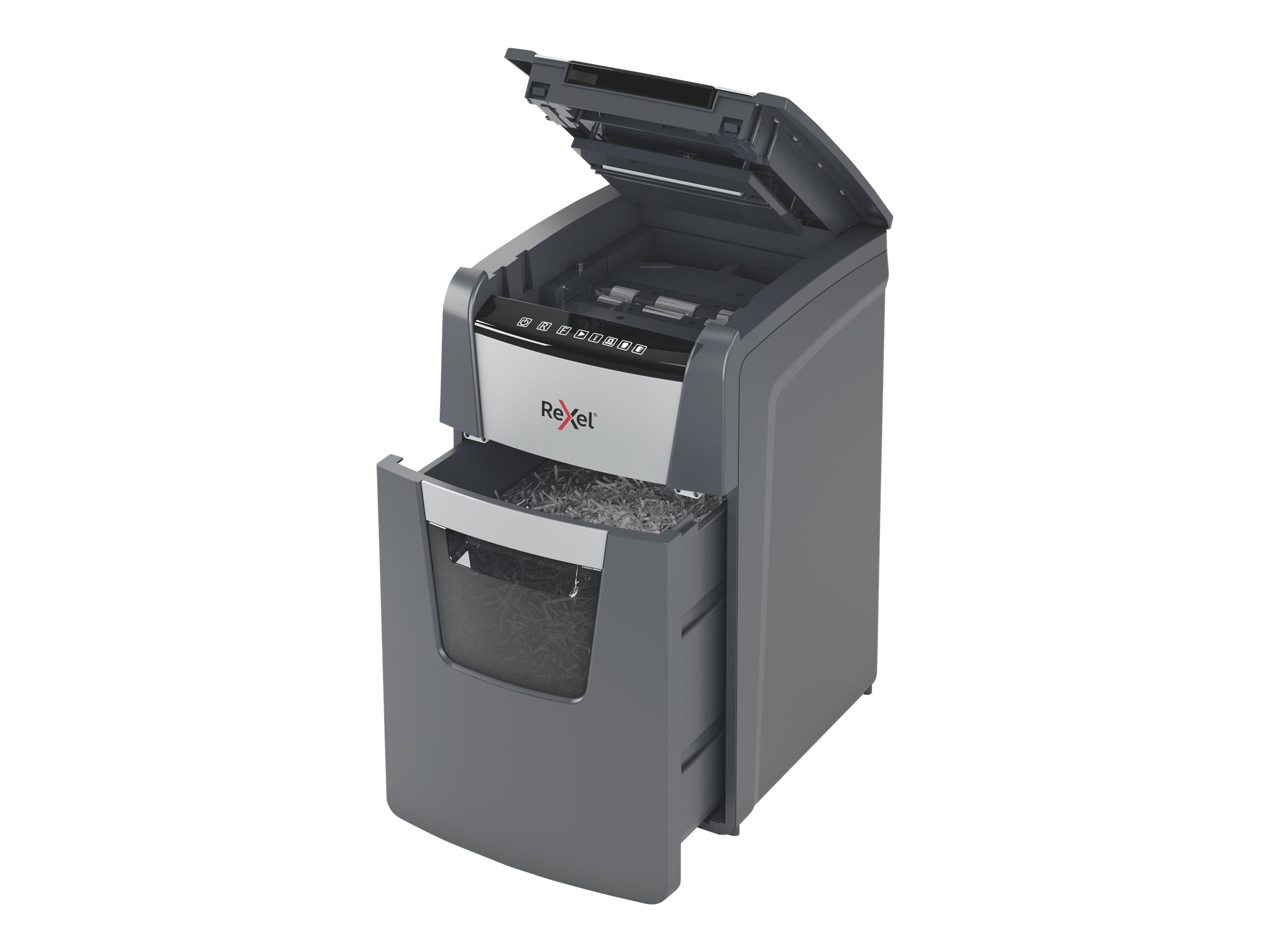 Rexel Optimum AutoFeed+ 130X Aktenvernichter mit Partikelschnitt P-4, 4 x 28 mm, bis 130 Blatt, schwarz Rexel Optimum AutoFeed+ 130X Aktenvernichter mit Partikelschnitt P-4, 4 x 28 mm, bis 130 Blatt, schwarz