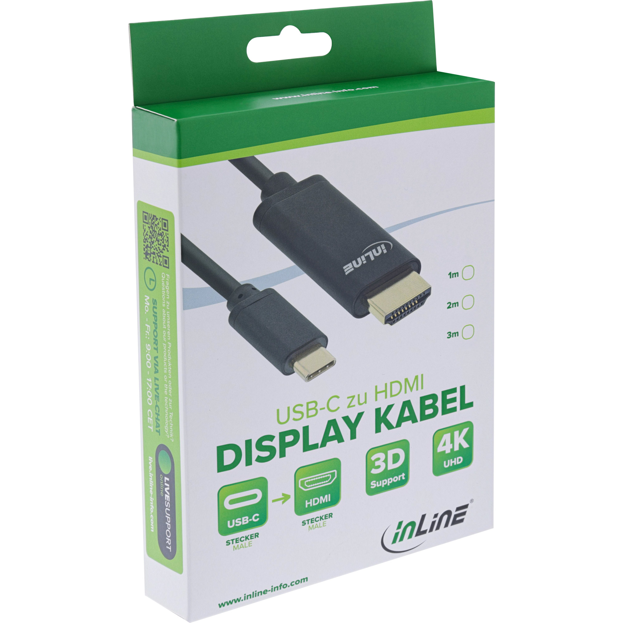 INLINE USB Displaykabel USB Typ-C Stecker zu HDMI Stecker DP Alt Mode 4K2K schwarz 1m INLINE USB Displaykabel USB Typ-C Stecker zu HDMI Stecker DP Alt Mode 4K2K schwarz 1m