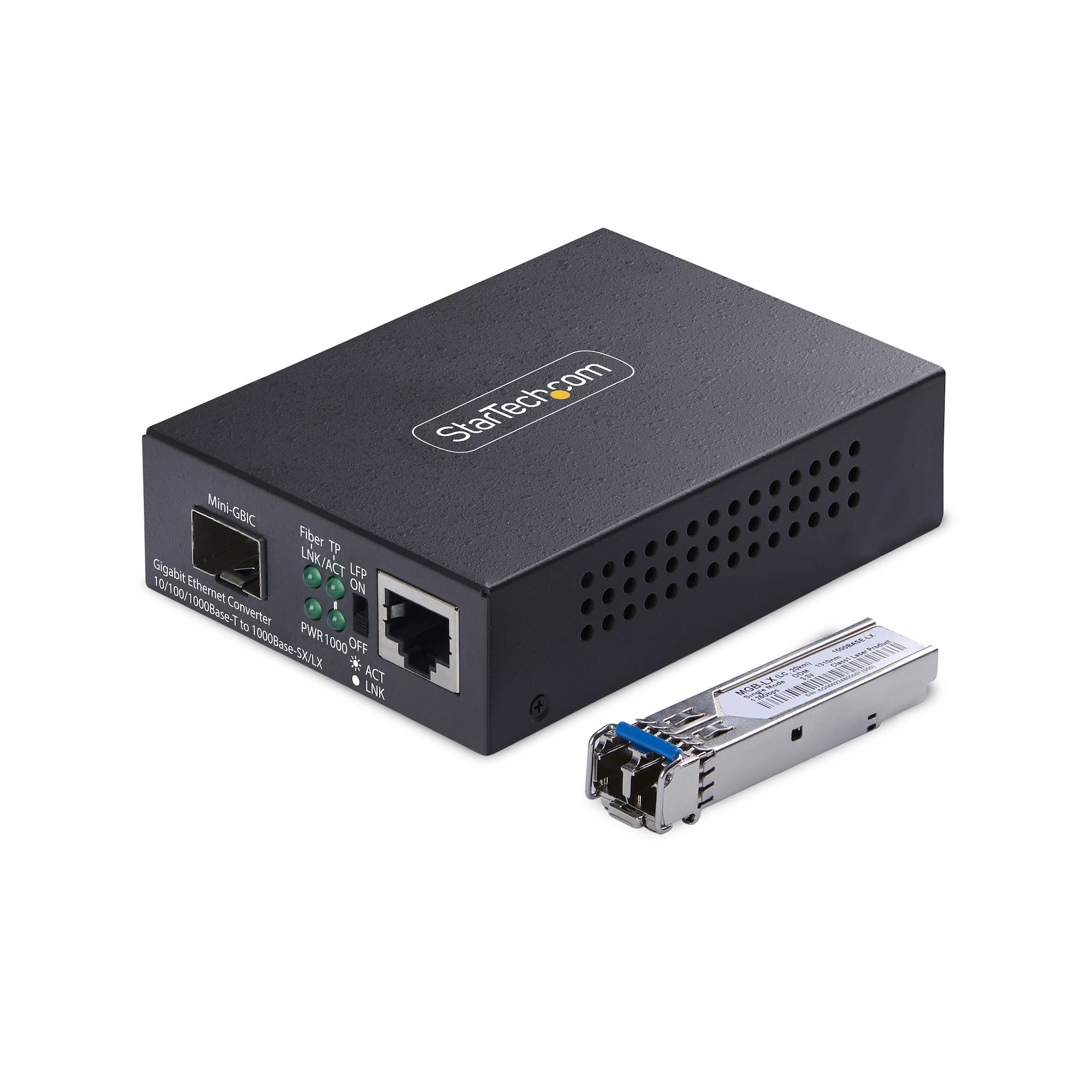 STARTECHCOM Gigabit Singlemode SM LC GlasfaserMedienkonverter 10 100 oder 1000Mbps 40 km RJ45 zu LC Vollmetallgehäuse TAA