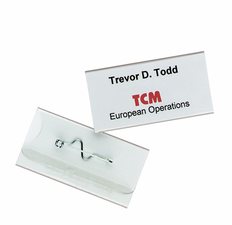 10 DURABLE Namensschilder mit Nadel 6,0 x 3,0 cm