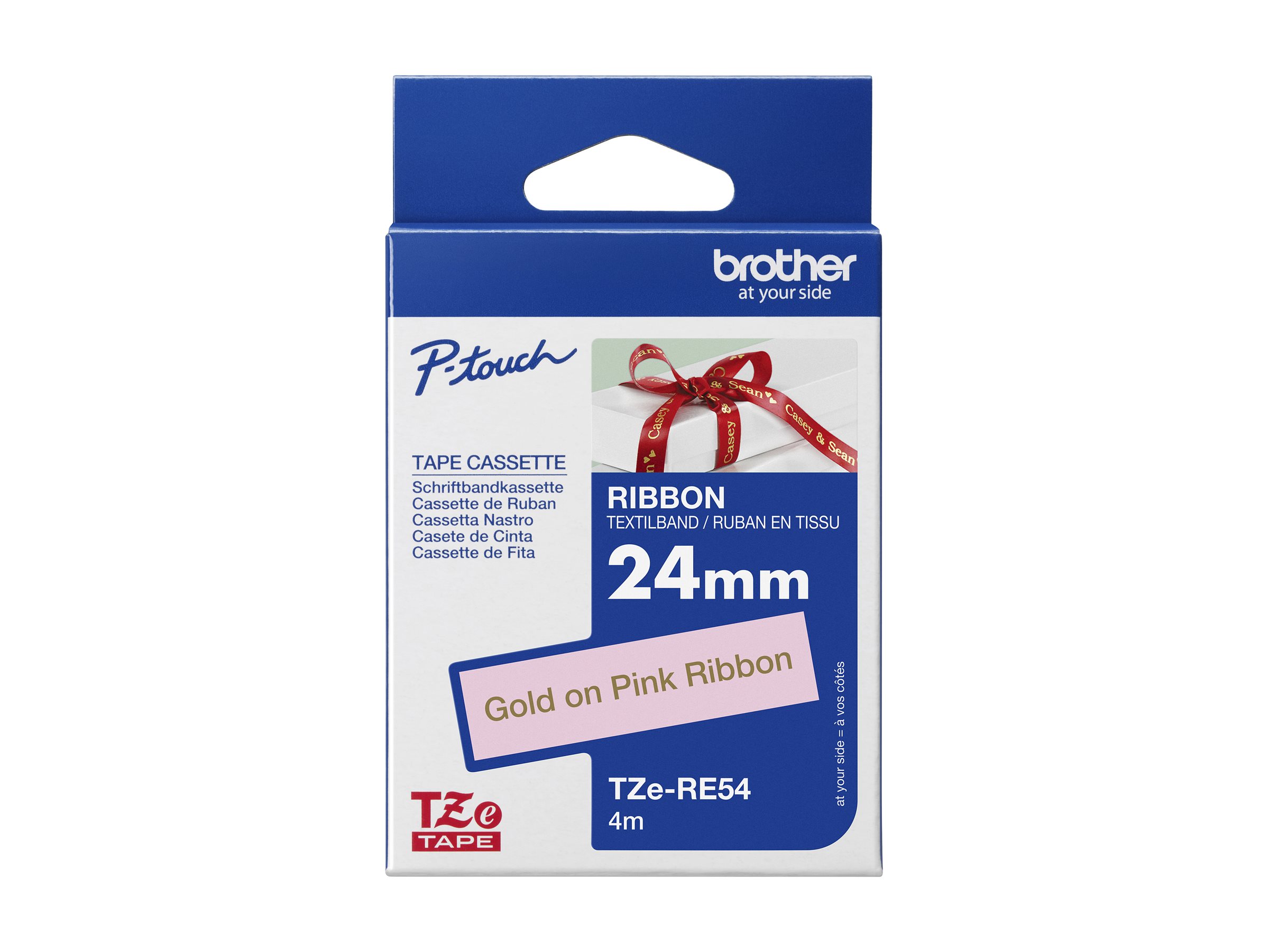 BROTHER P-Touch 24mm white/gold ribbon tape