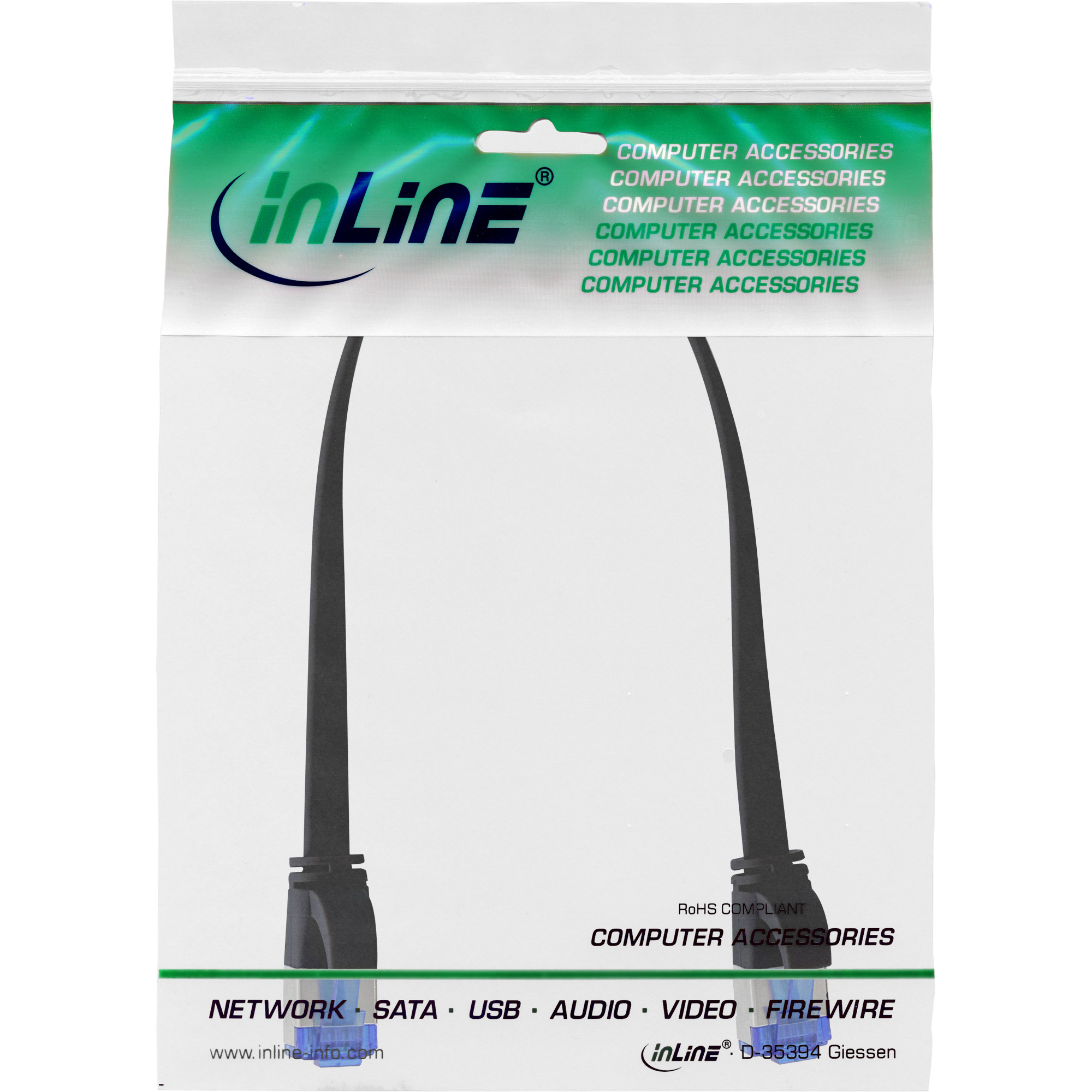 INLINE Patchkabel flach UFTP Cat.6A TPE halogenfrei schwarz 0,3m INLINE Patchkabel flach UFTP Cat.6A TPE halogenfrei schwarz 0,3m