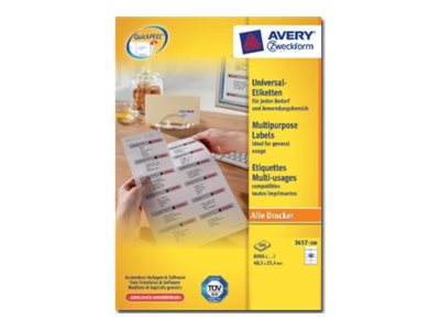 8.800 AVERY Zweckform Etiketten 3657-200 weiss 48,5 x 25,4 mm 8.800 AVERY Zweckform Etiketten 3657-200 weiss 48,5 x 25,4 mm