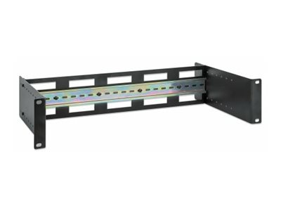 INTELLIENT Tiefenverstellbarer 48,26cm 19Zoll DINHutschienenträger 2HE variable Schienentiefe von 48 bis 174mm Aluminium schwarz