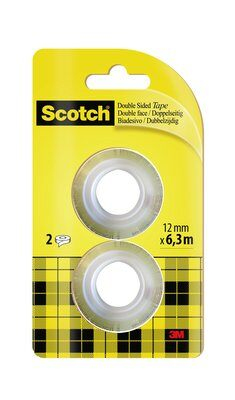 Scotch doppelseitiges Klebeband 12,0 mm x 6,3 m, 2 Rollen Scotch doppelseitiges Klebeband 12,0 mm x 6,3 m, 2 Rollen