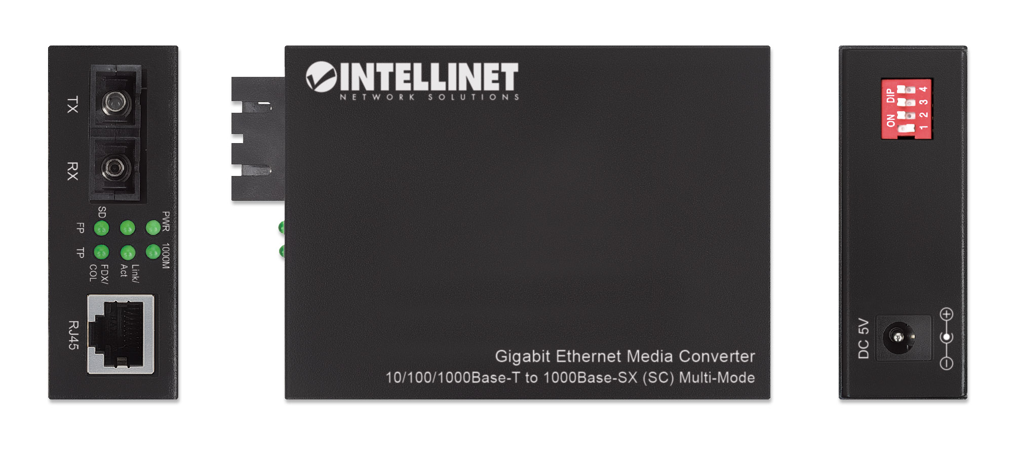 INTELLINET Gigabit Ethernet Medienkonverter 101001000BaseT auf 1000BaseSX SC Multimode 550 m Autonegotiation