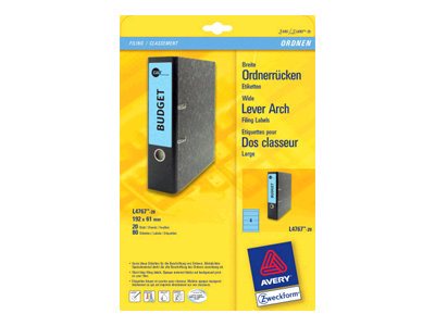 80 AVERY Zweckform Ordneretiketten L4767-20 blau 80 AVERY Zweckform Ordneretiketten L4767-20 blau