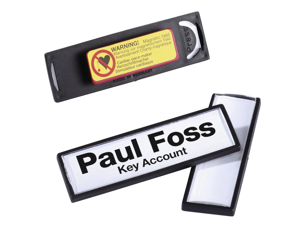 25 DURABLE Clip Card Namensschilder mit Magnet 6,7 x 1,7 cm
