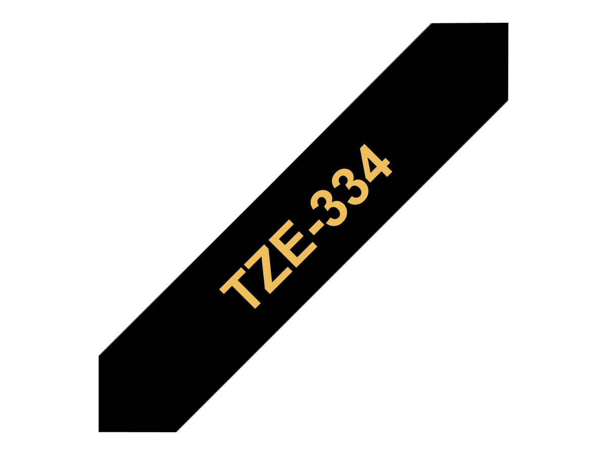 Brother TZe-334 - 12 mm - Gold auf Schwarz