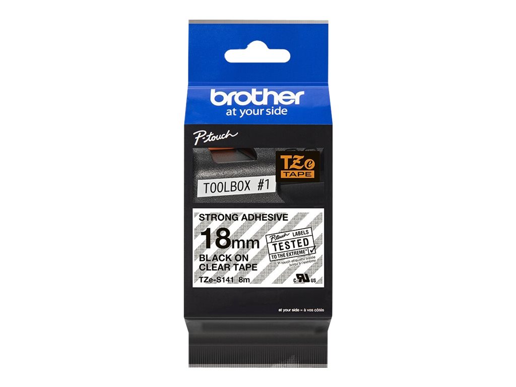 Brother laminiertes Schriftband P-Touch TZe-S141 - 18 mm x 8 mm - Schwarz auf Transparent