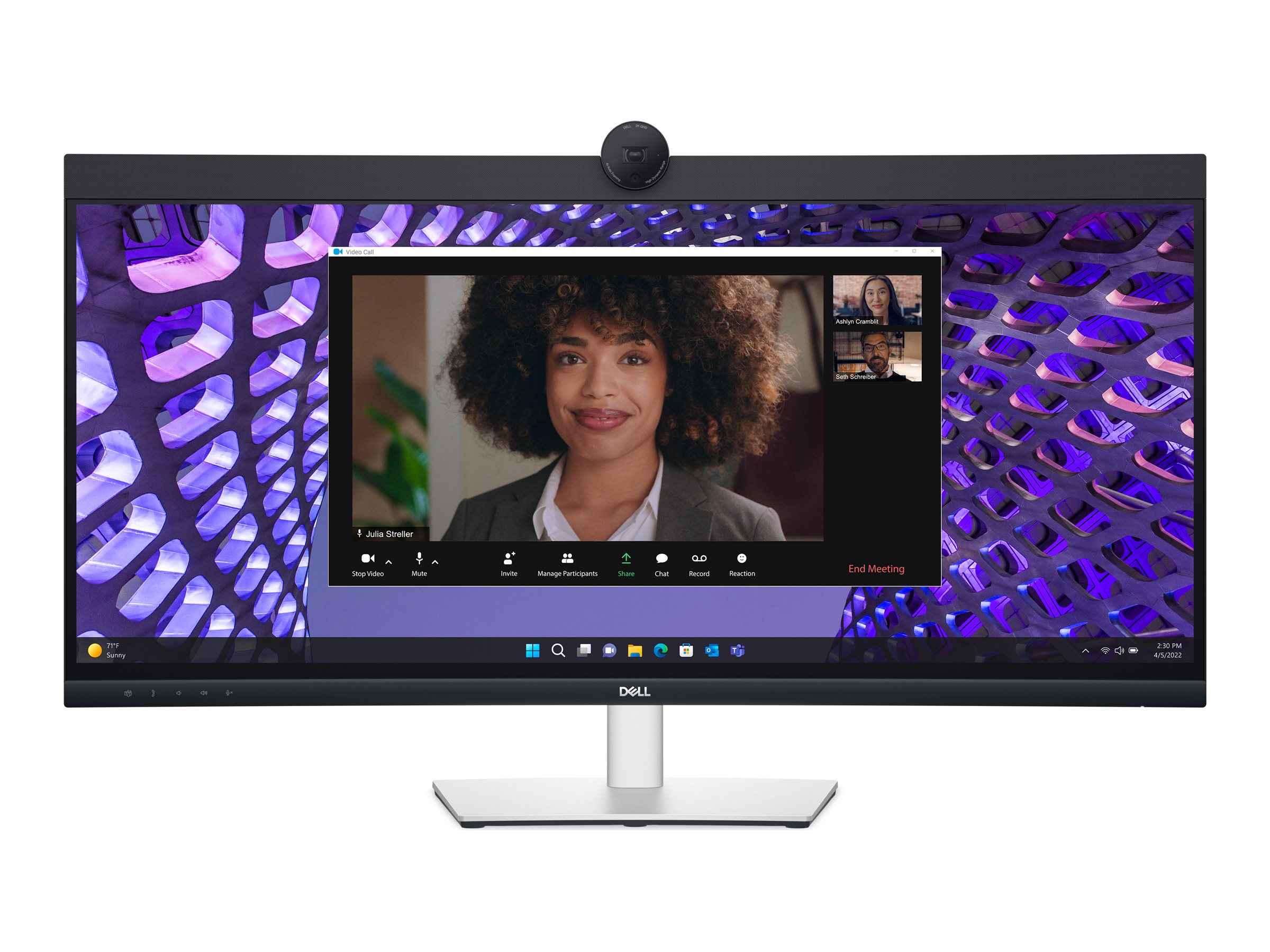 DELL 34 Curved Video Conferencing Monitor P3424WEB 86,71cm 34,14Zoll IPS 3440x1440 60Hz 21:9 300cd/m2 HDMI DP USB