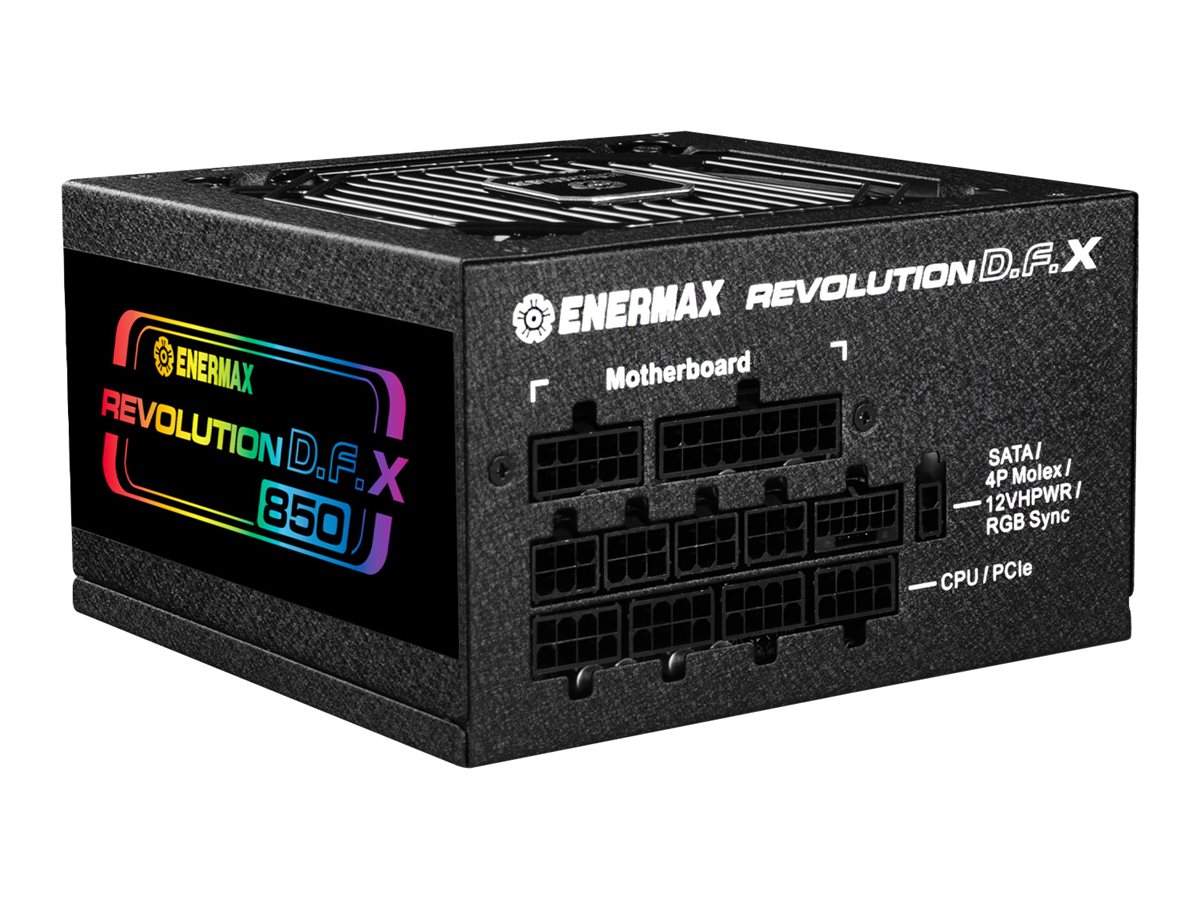 ENERMAX Revolution D.F. X ARGB ATX3.0 PCI-e 5.0 PC Netzteil 850W 80Plus Gold Vollmodular 2X 12VHPWR Semi-Fanless