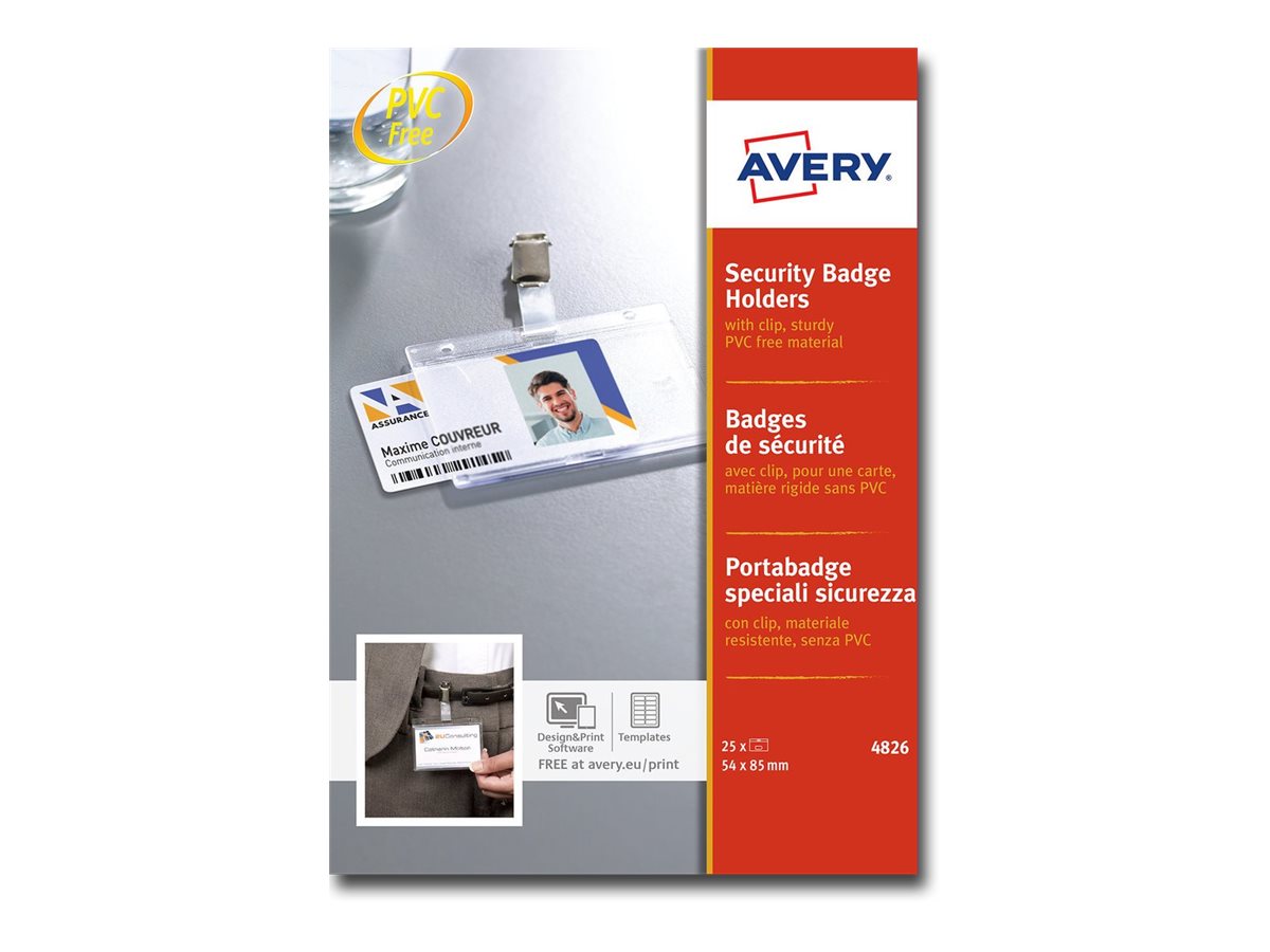 25 AVERY Zweckform Namensschilder mit Clip 85,0 x 54,0 mm