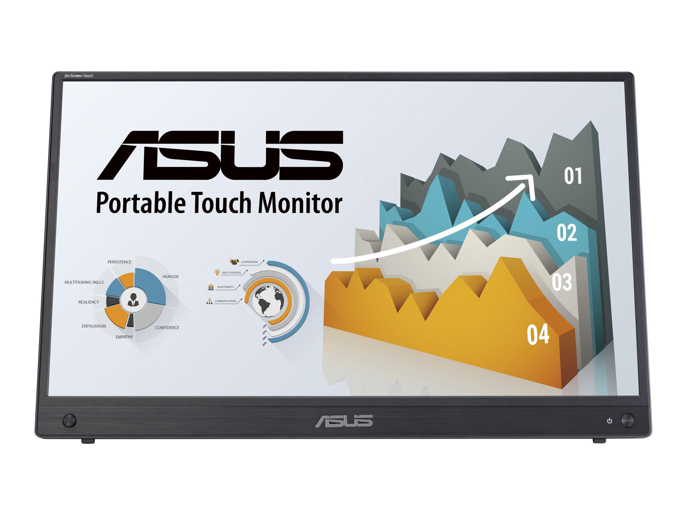ASUS ZenScreen Touch MB16AMTR portable monitor 39,62cm 15,6Zoll IPS FHD WLED 16:9 250cd/m2 5ms HDMI USB-C Speakers Black+Dark Gray