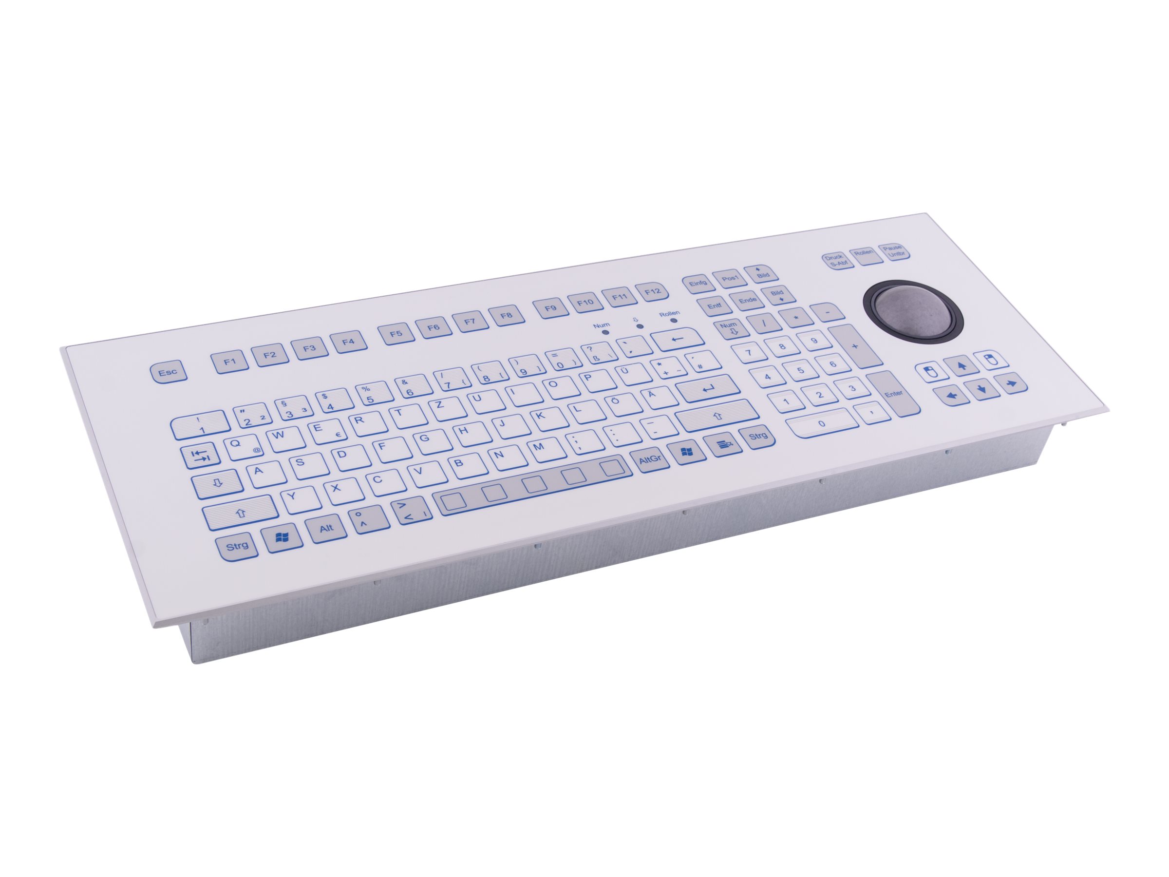 GETT IndoDur folienbeschichtete Tastatur m. Trackball-Frontplatte aus Aluminium mit Gewindebolzen und Kantenschutz IP65 Layout DE GETT IndoDur folienbeschichtete Tastatur m. Trackball-Frontplatte aus Aluminium mit Gewindebolzen und Kantenschutz IP65 Layout DE