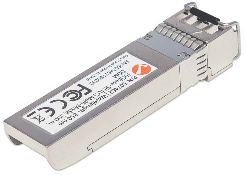 INTELLINET Gigabit SFP MiniGBIC Transceiver 10GBaseSR LC MultiMode Port Reichweite bis zu 300m Wellenlaenge 850nm