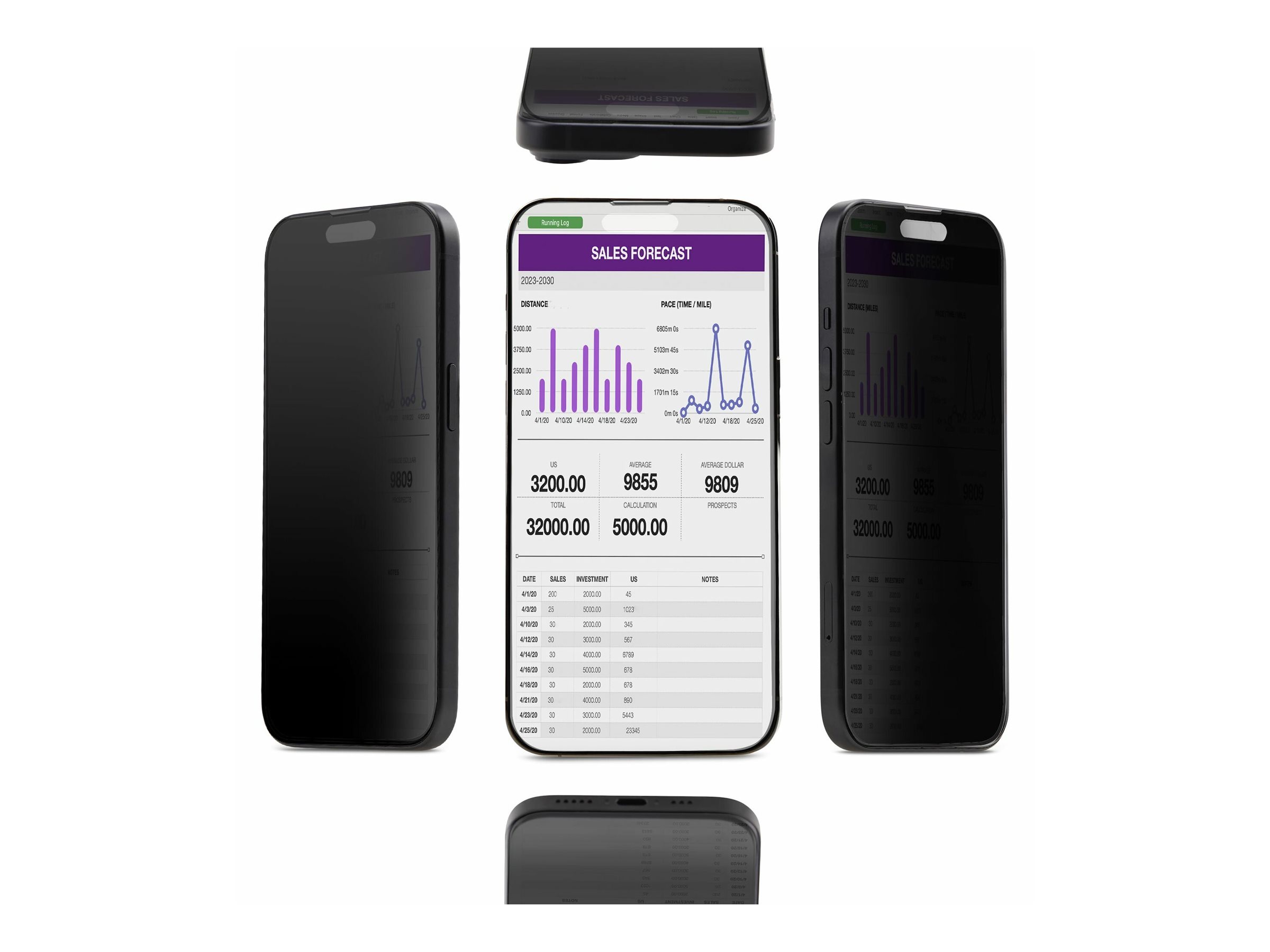 STARTECH.COM 4-Wege Blickschutzfilter fur iPhone 15 Pro Hoch-/Querformat Touch +/- 30 Blickwinkel Smartphone Panzerglas Sichtschutz