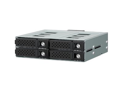 JOUJYE JJ-N-49SS-T Backplane fuer 4 x 6,4 cm 2.5Zoll SATA/SAS HDD/SSD bis zu 12Gbps Aluminium Gehaeuse schwarz inkl. 2 x 4cm Luefter