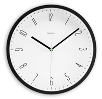 hama Wanduhr Capri weiß schwarz Kunststoff, Ø 25,0 cm