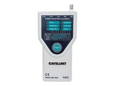 INTELLINET 5-in-1 Kabeltester Testet gaengige Kabeltypen aus dem Netzwerk und PC-Bereich mit Anschluessen fuer RJ45 10Base RJ11 USB