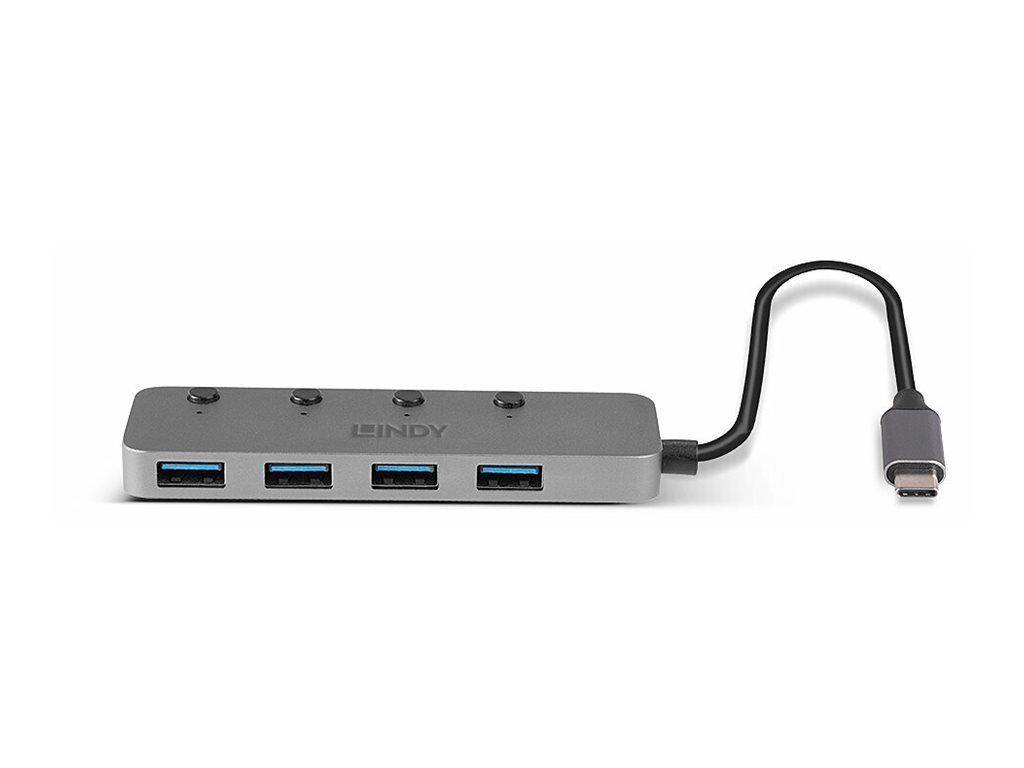 LINDY 4 Port USB 3.2 Typ C Hub mit Ein-/Ausschalter