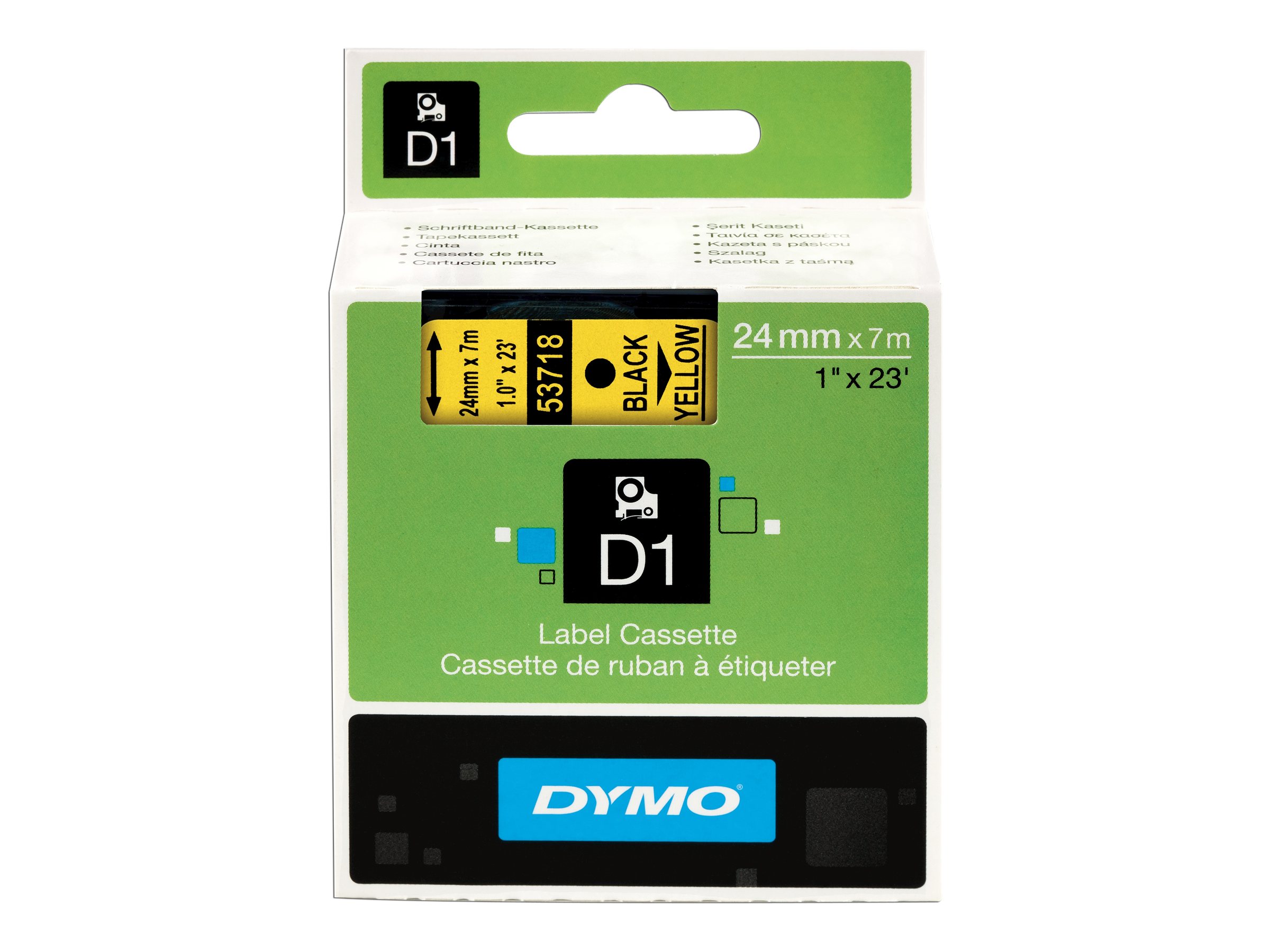 DYMO Schriftband D1 53718 S0720980, 24 mm, schwarz auf gelb, 1 St